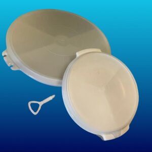 Vintage Tupperware Suzette& Lid With Handle & Rounded Divided Snack Tray & Lid